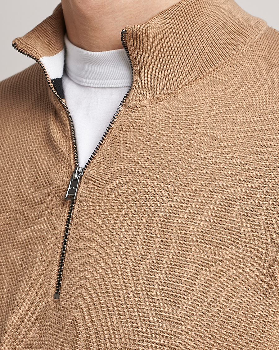 Men | Sweaters & Knitwear | BOSS BLACK | Ebrando Half-Zip Medium Beige