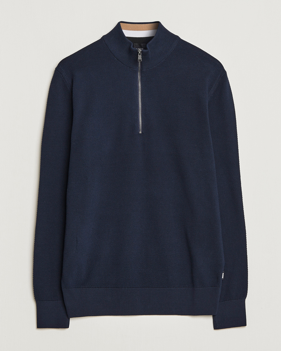 Men | Sweaters & Knitwear | BOSS BLACK | Ebrando Half-Zip Dark Blue