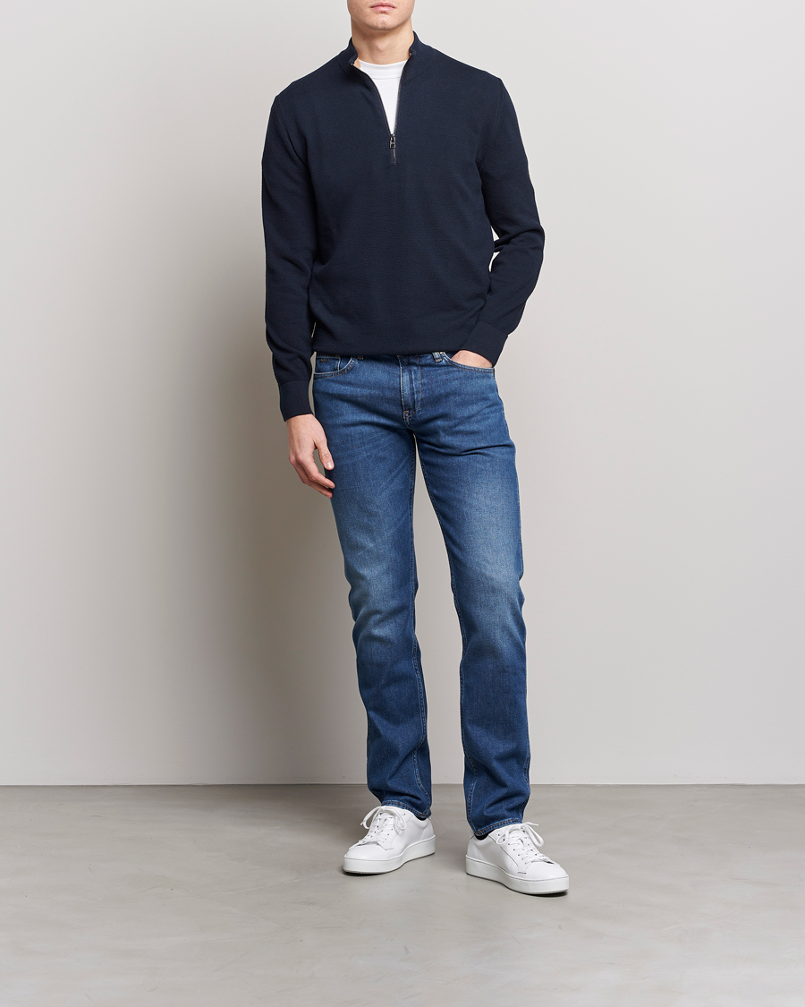 Men | Sweaters & Knitwear | BOSS BLACK | Ebrando Half-Zip Dark Blue