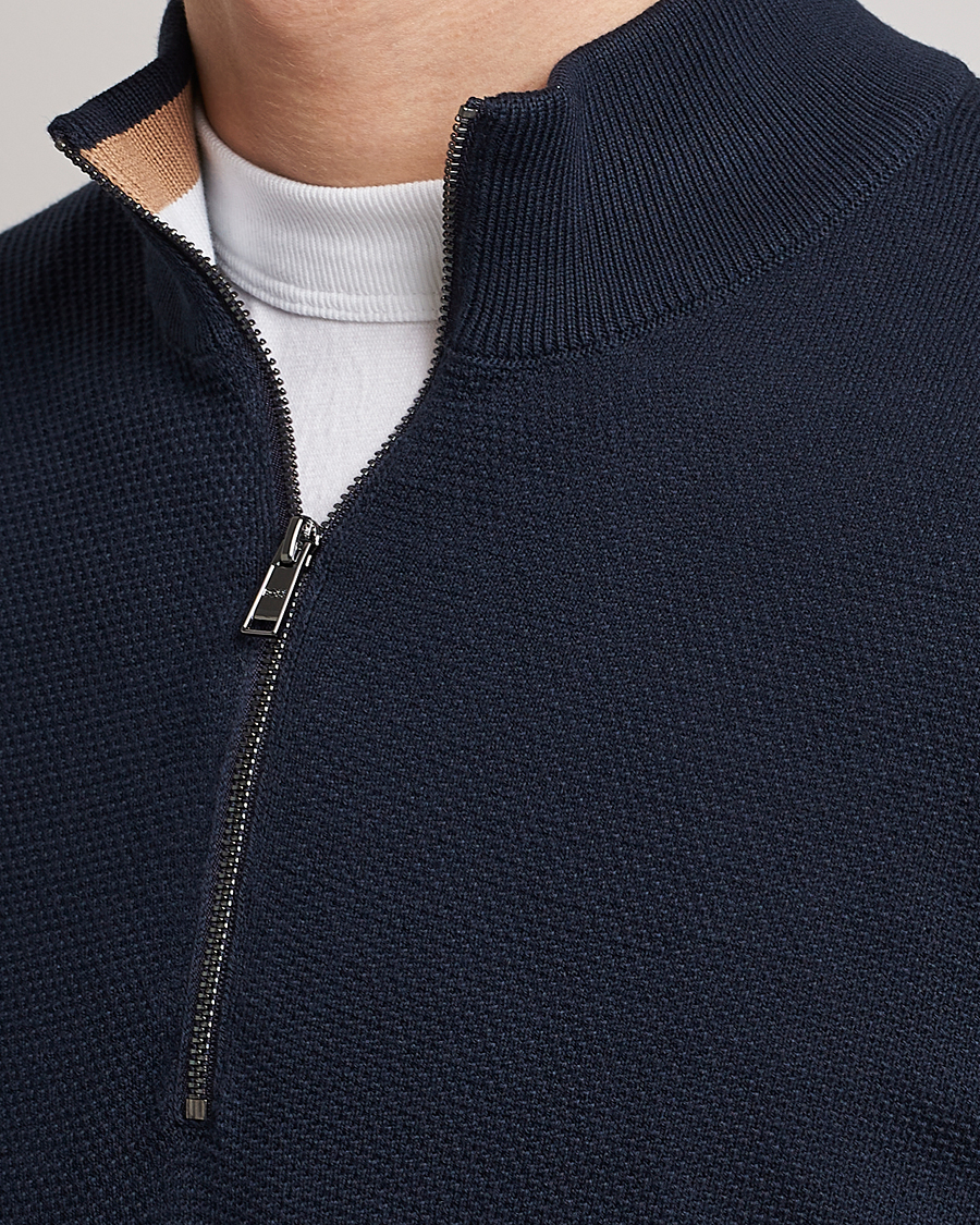 Men | Sweaters & Knitwear | BOSS BLACK | Ebrando Half-Zip Dark Blue