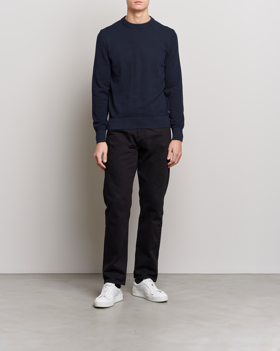 Men |  | BOSS | Ecaio Knitted Structured Sweater Dark Blue