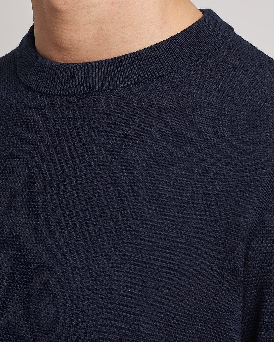 Men | Sweaters & Knitwear | BOSS BLACK | Ecaio Knitted Structured Sweater Dark Blue