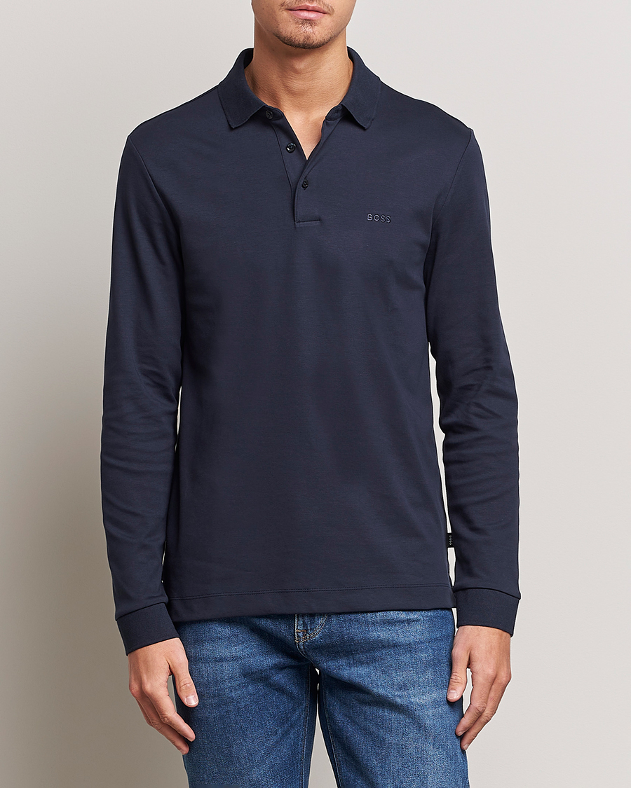 Men | Knitted Polo Shirts | BOSS | Pado Knitted Polo Shirt Dark Blue