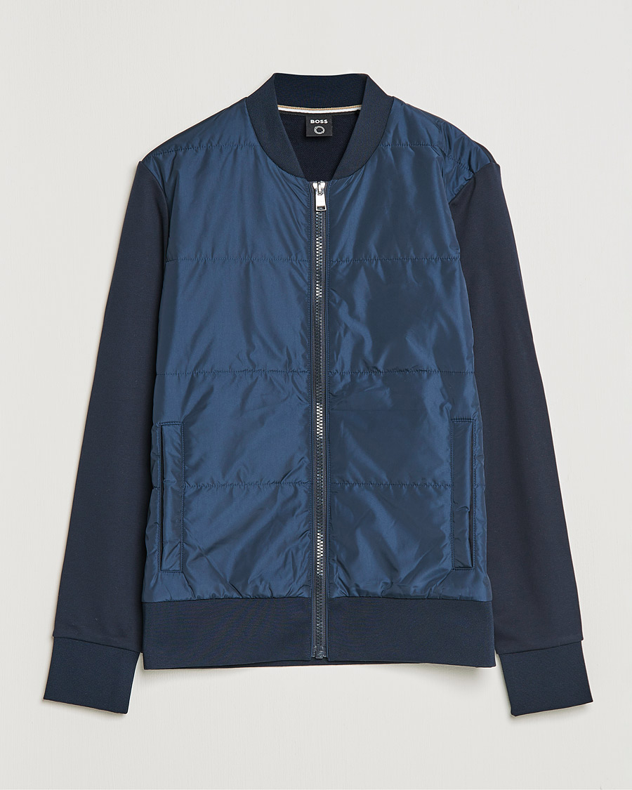 Men | Coats & Jackets | BOSS | Skiles Hybrid Bomber Jacket Dark Blue