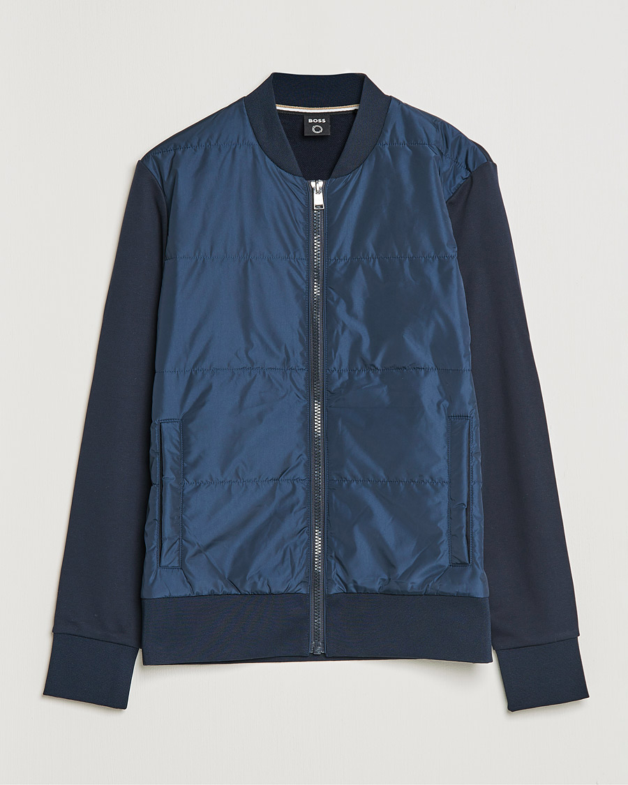 Men | Coats & Jackets | BOSS BLACK | BOSS Skiles Hybrid Bomber Jacket Dark Blue