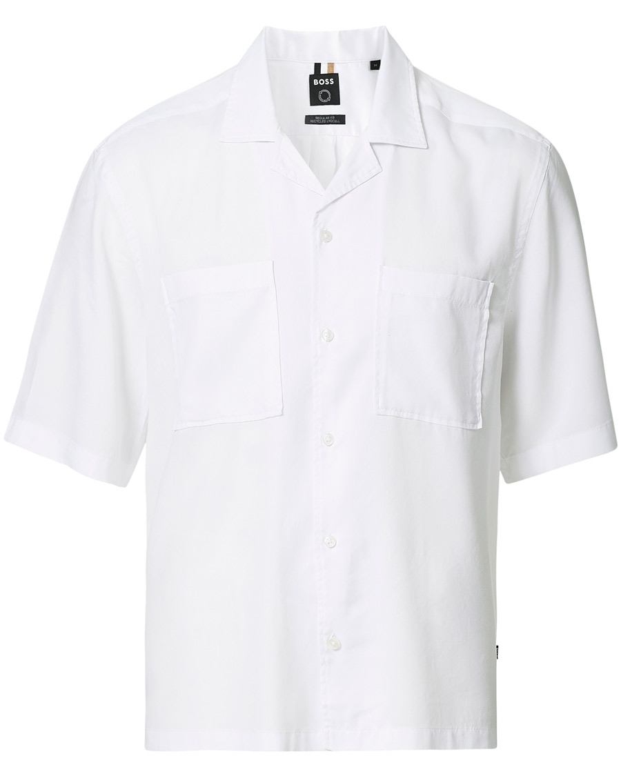 Men | Shirts | BOSS BLACK | BOSS Lars Resort Collar Short Sleeve Shirt White