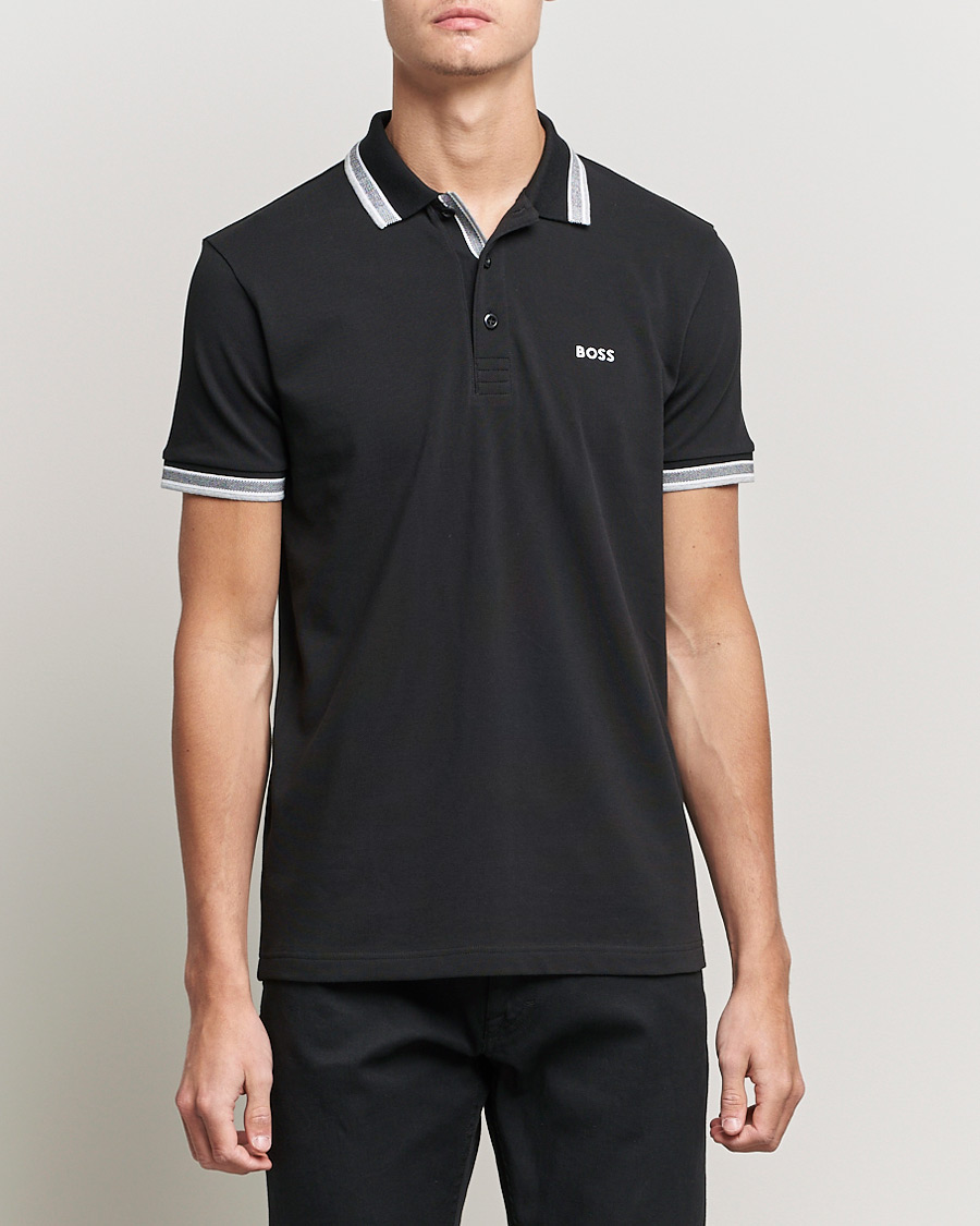 Men | Short Sleeve Polo Shirts | BOSS Athleisure | Paddy Piké Black