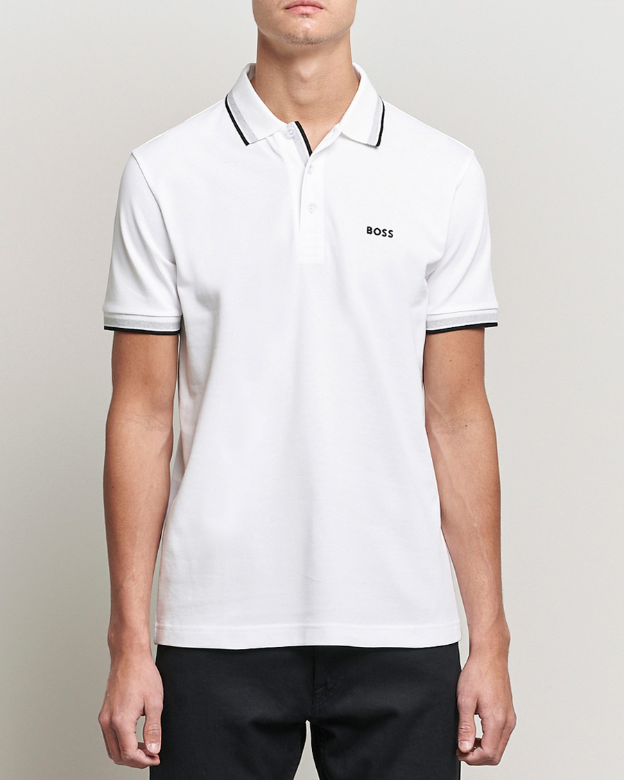 Men | Short Sleeve Polo Shirts | BOSS Athleisure | Paddy Piké White