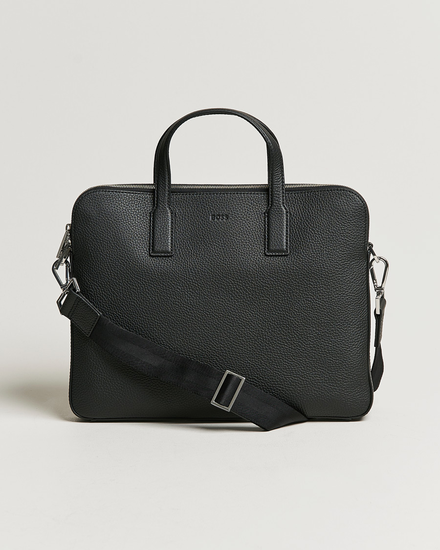 Men | Bags | BOSS BLACK | Crosstown Slim Computer Leather Bag Black