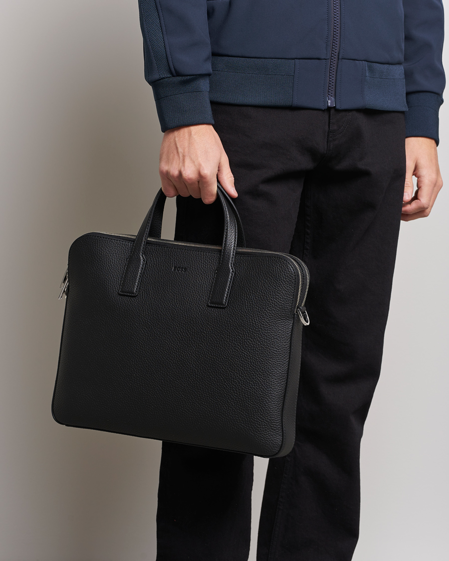 Men |  | BOSS | Crosstown Slim Computer Leather Bag Black