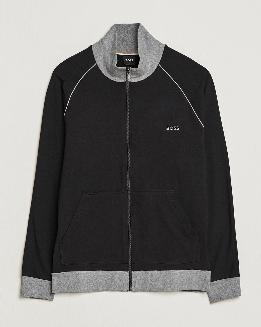 Men | Sweaters & Knitwear | BOSS BLACK | Mix & Match Full Zip Jacket Black