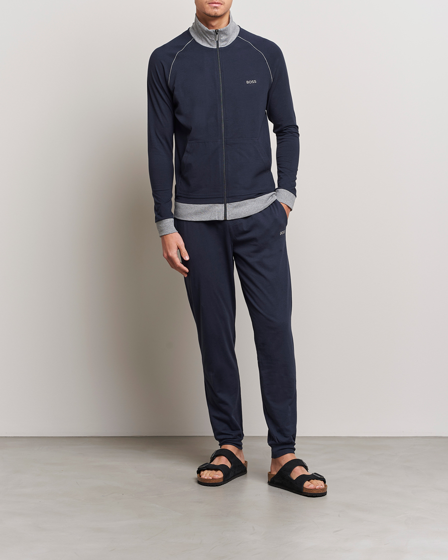 Men | Sweaters & Knitwear | BOSS BLACK | Mix & Match Full Zip Jacket Dark Blue