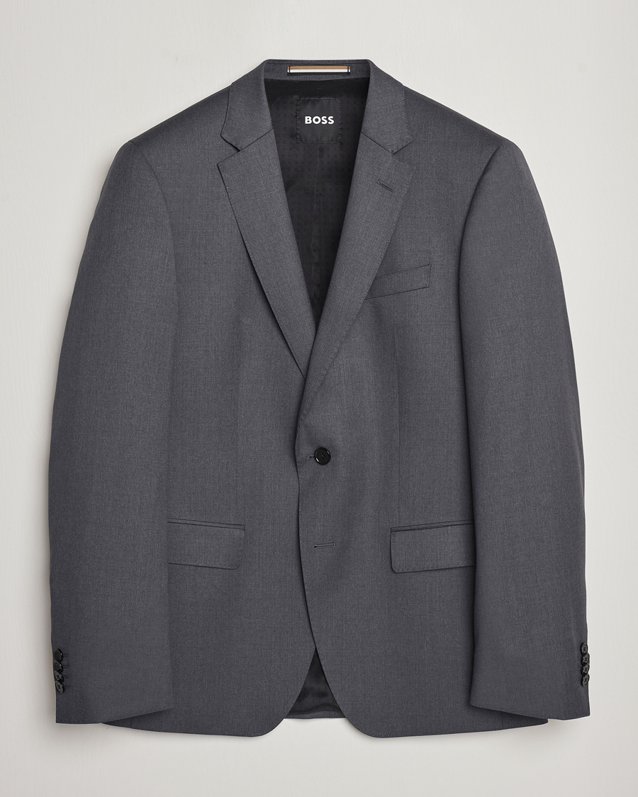 Men |  | BOSS | Huge Slim Fit Wool Blazer Dark Grey