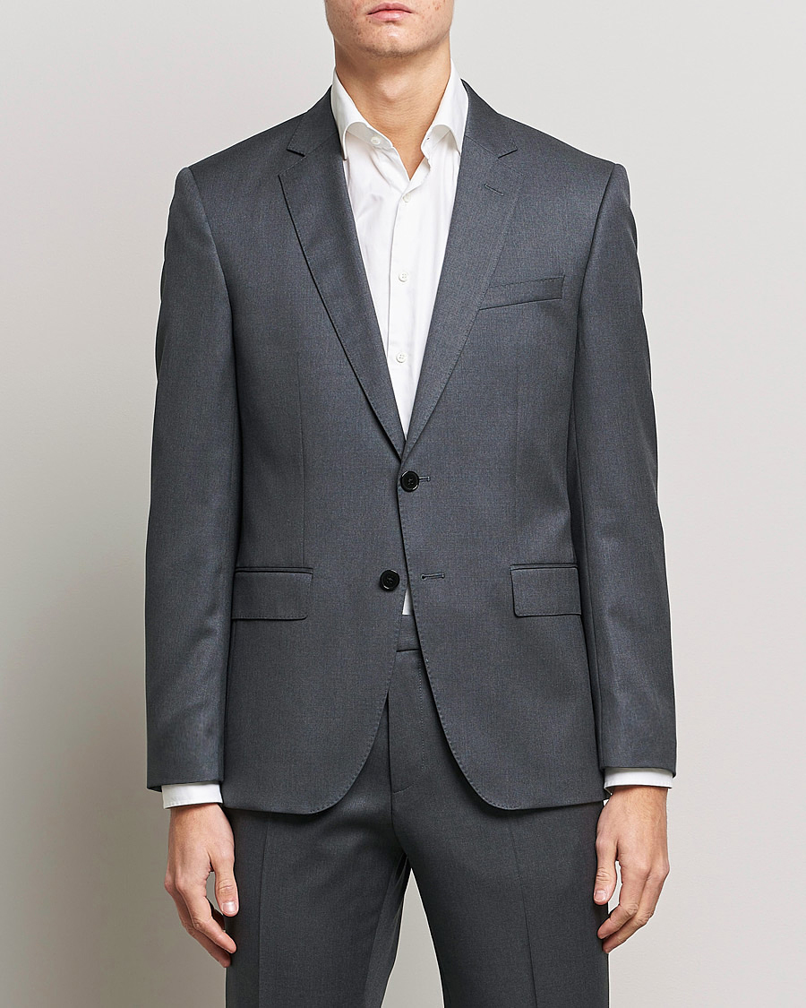 Men | Dark Suit | BOSS BLACK | Huge Slim Fit Wool Blazer Dark Grey