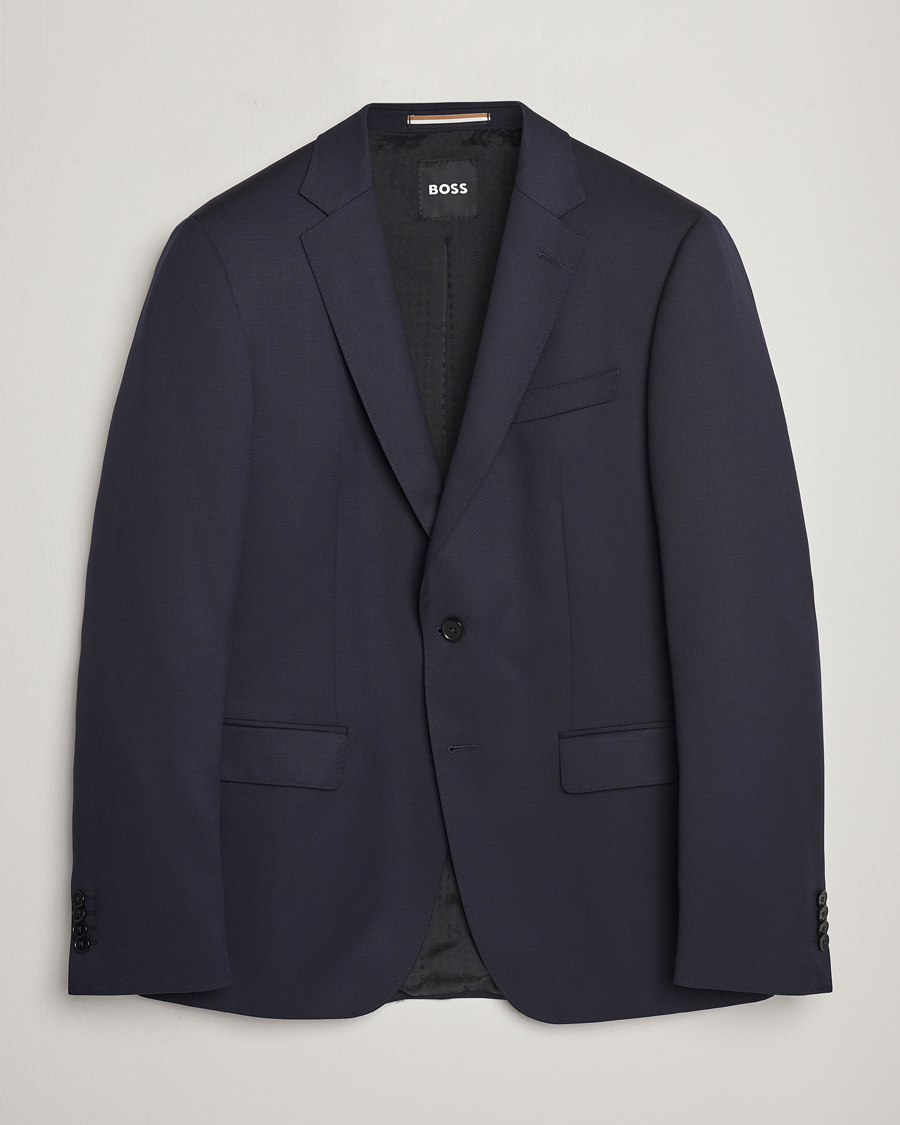Men | Blazers | BOSS | Huge Slim Fit Wool Blazer Dark Blue