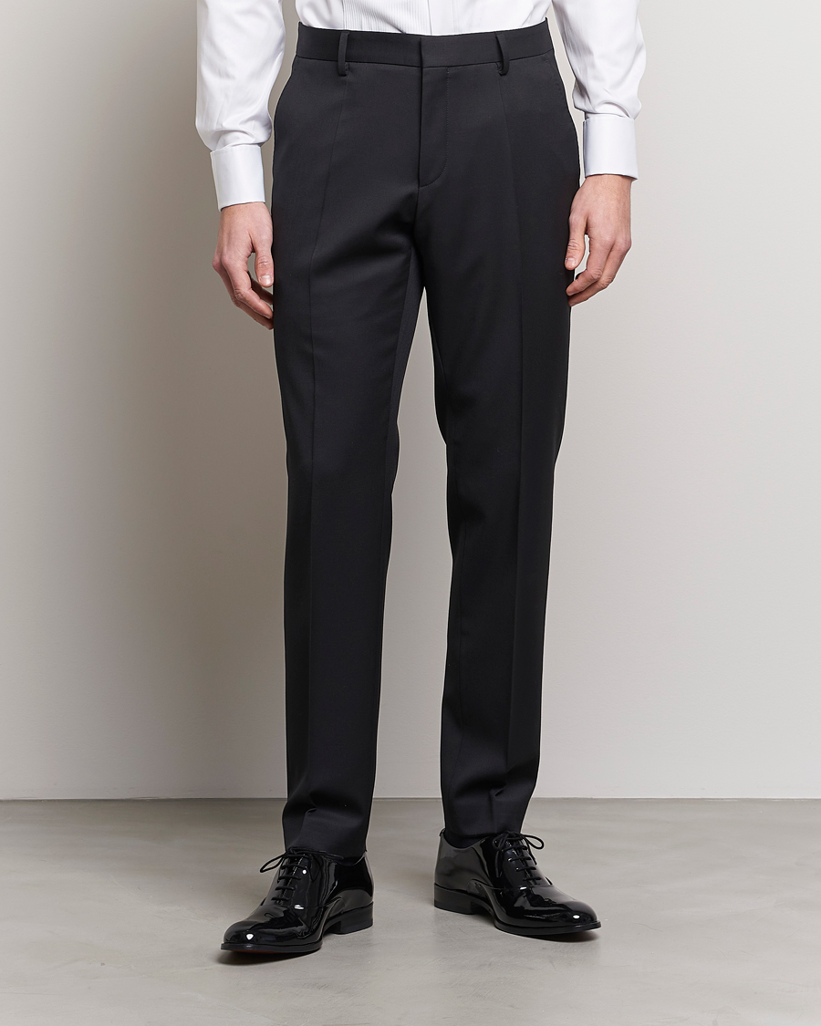 Men | Trousers | BOSS | Genius Slim Fit Wool Trousers Black