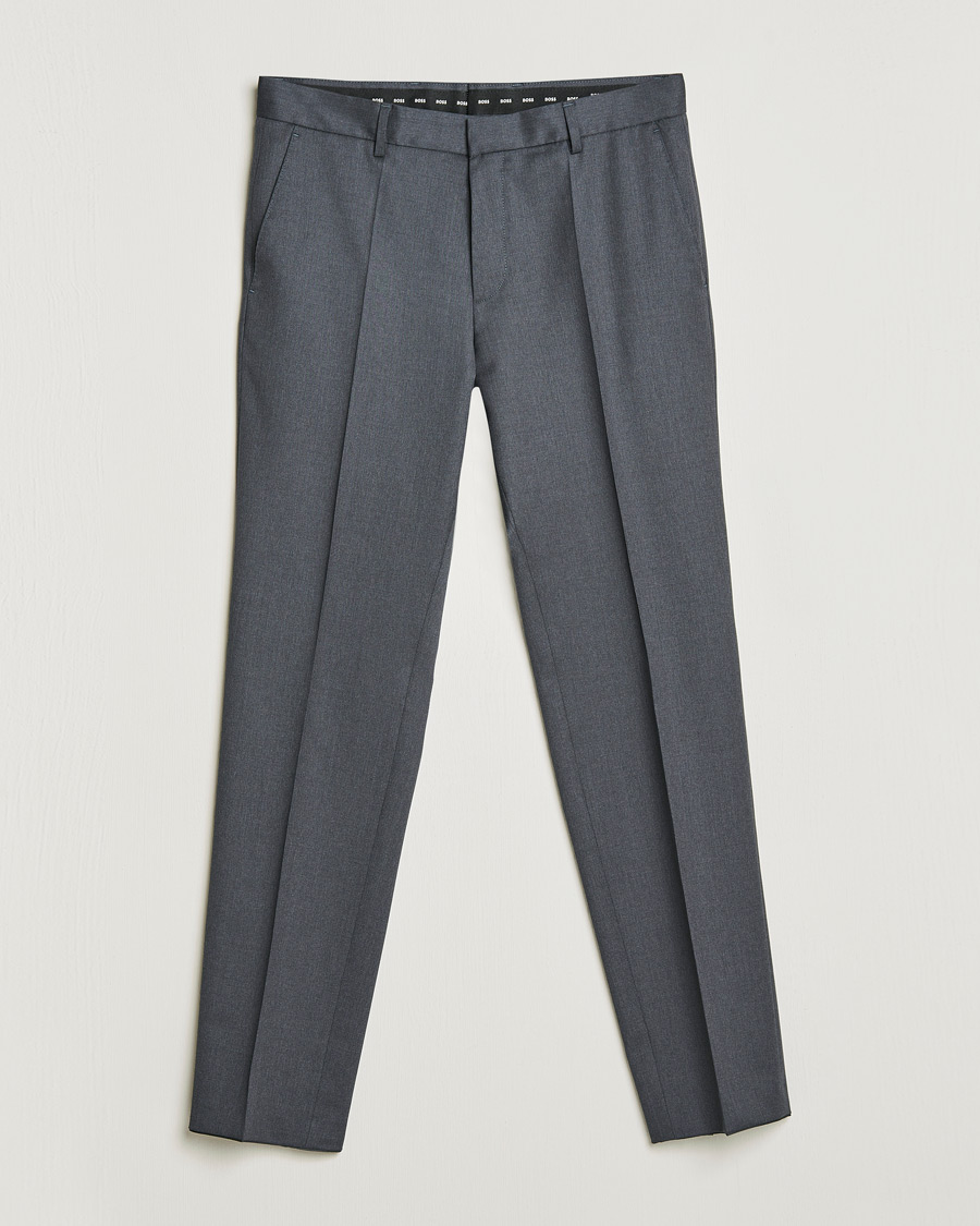 Men | Trousers | BOSS BLACK | Genius Slim Fit Wool Trousers Dark Grey