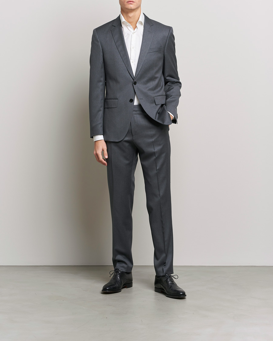 Men | Trousers | BOSS | Genius Slim Fit Wool Trousers Dark Grey