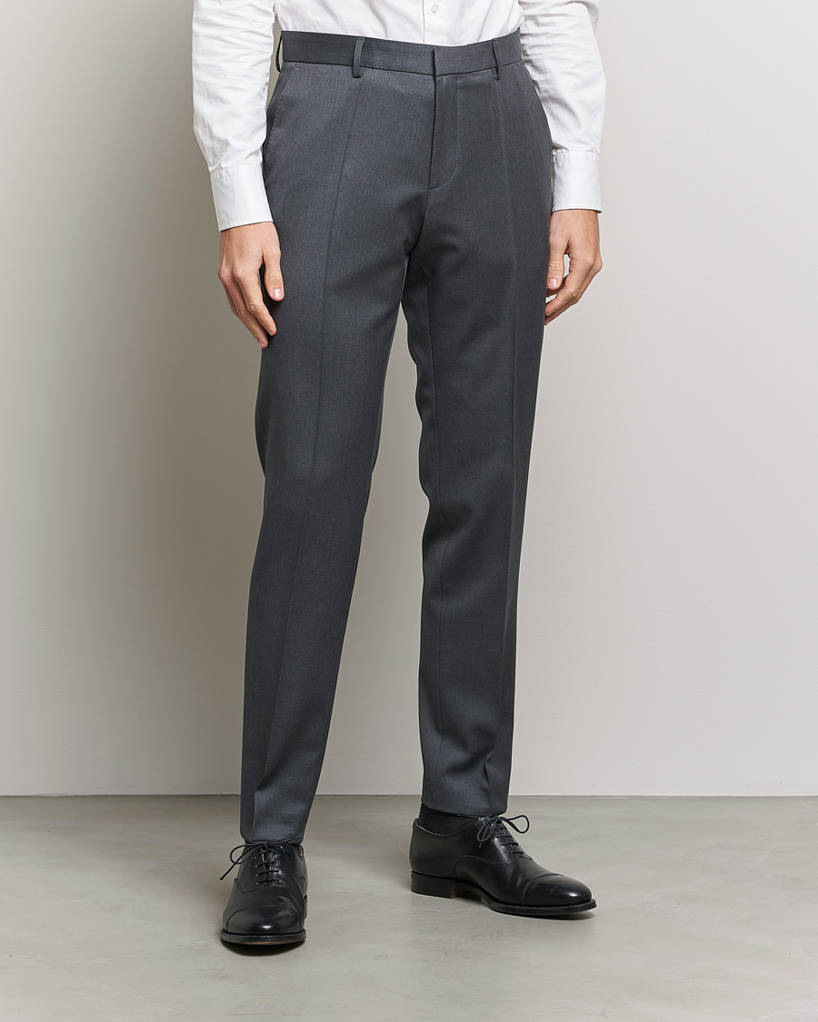 Men | BOSS BLACK | BOSS BLACK | Genius Slim Fit Wool Trousers Dark Grey