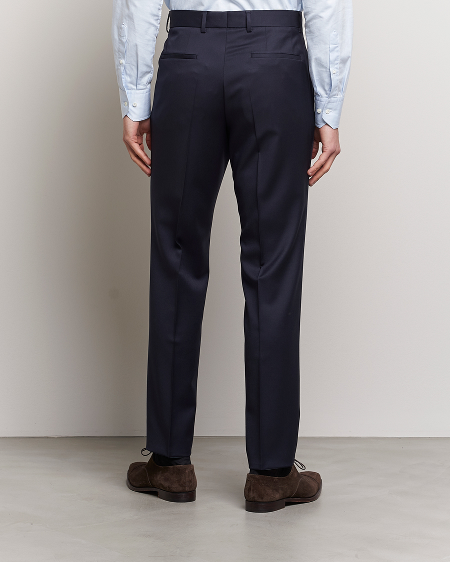 Men | Trousers | BOSS BLACK | Genius Slim Fit Wool Trousers Dark Blue