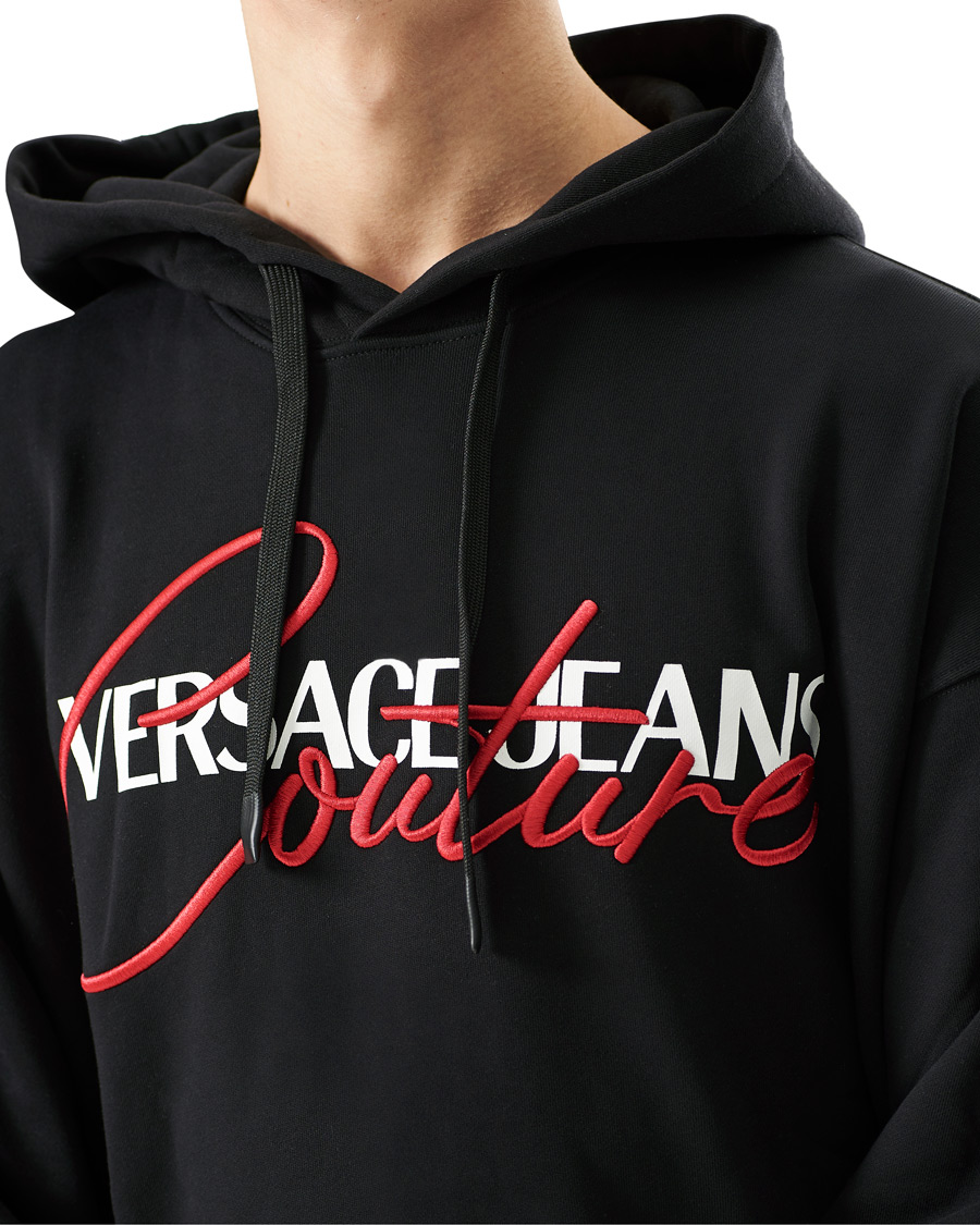 Versace Jeans Couture Embroidered Signature Hoodie Black at