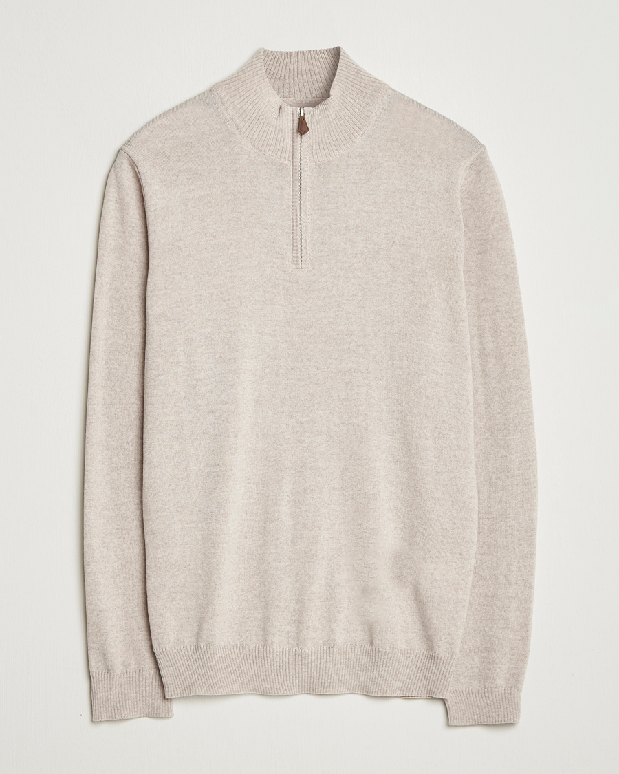 Men | Sweaters & Knitwear | Stenströms | Merino Half-Zip Beige