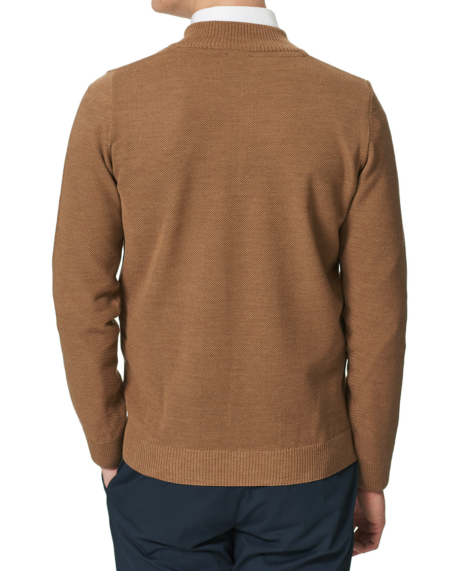 Men | Sweaters & Knitwear | Stenströms | Textured Merino Half Zip Brown