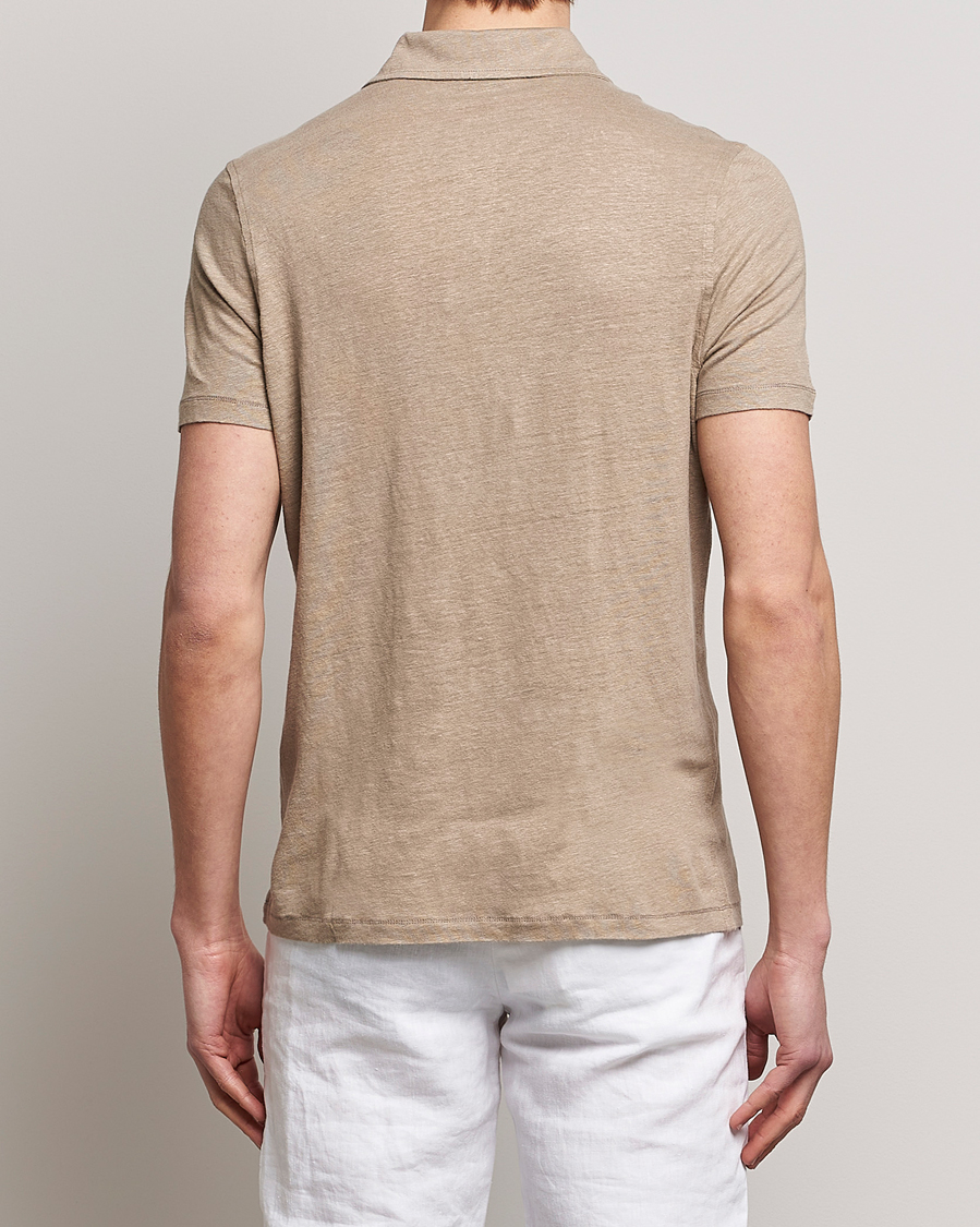 Men | Polo Shirts | Stenströms | Linen Polo Shirt Beige