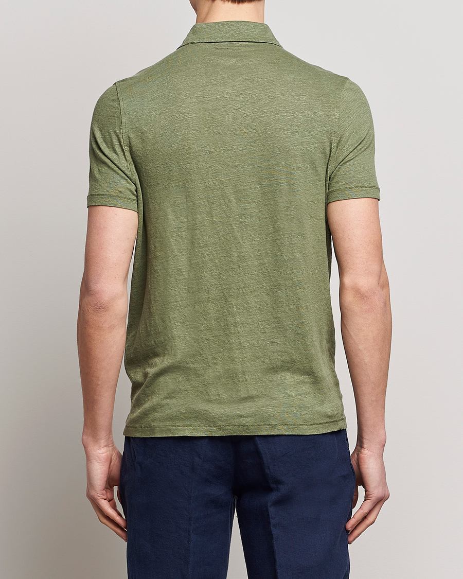 Men | Polo Shirts | Stenströms | Linen Polo Shirt Olive