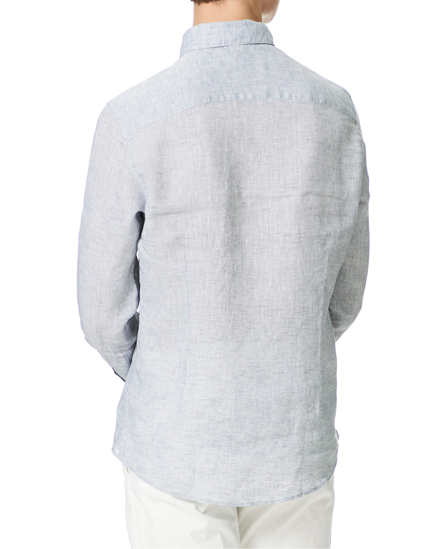 Men | Shirts | Stenströms | Slimline Button Down Linen Shirt Light Grey