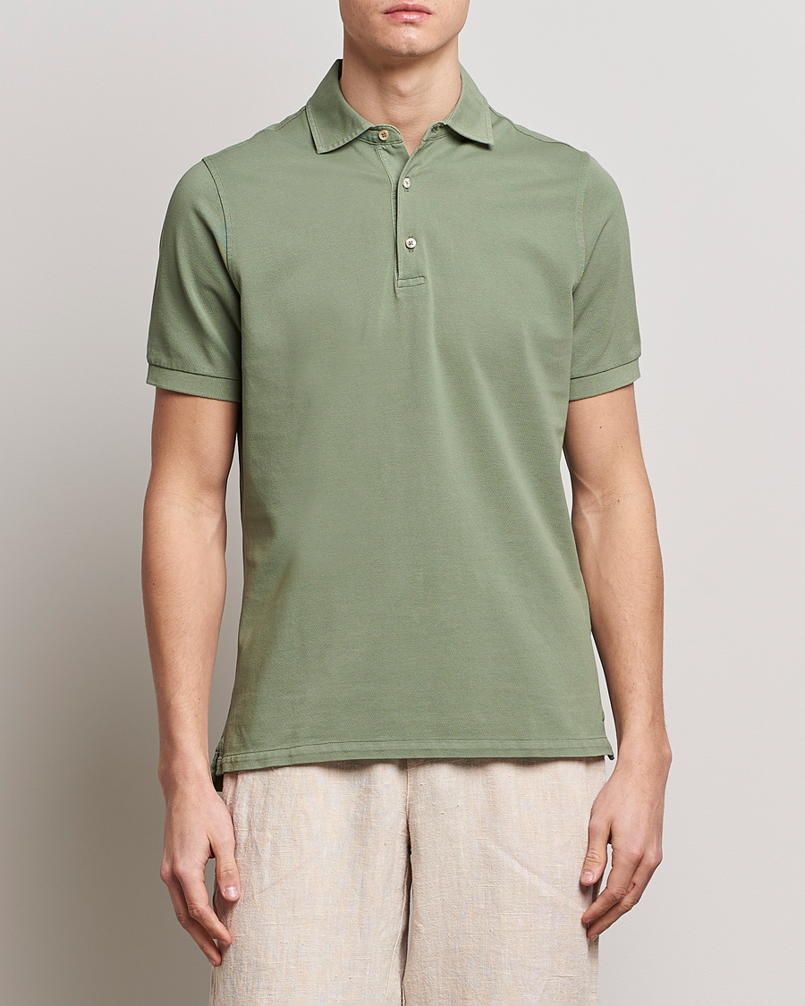 Men |  | Stenströms | Pigment Dyed Cotton Polo Shirt Green