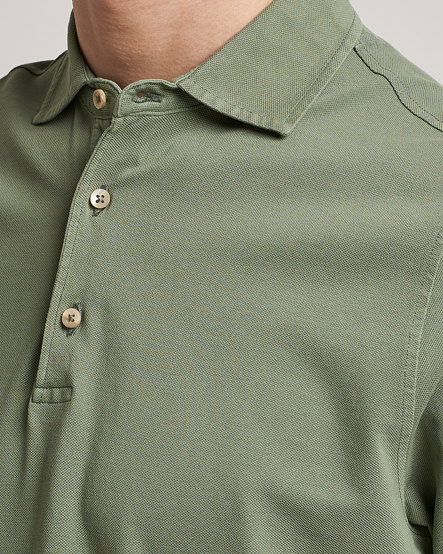 Men | Polo Shirts | Stenströms | Pigment Dyed Cotton Polo Shirt Green