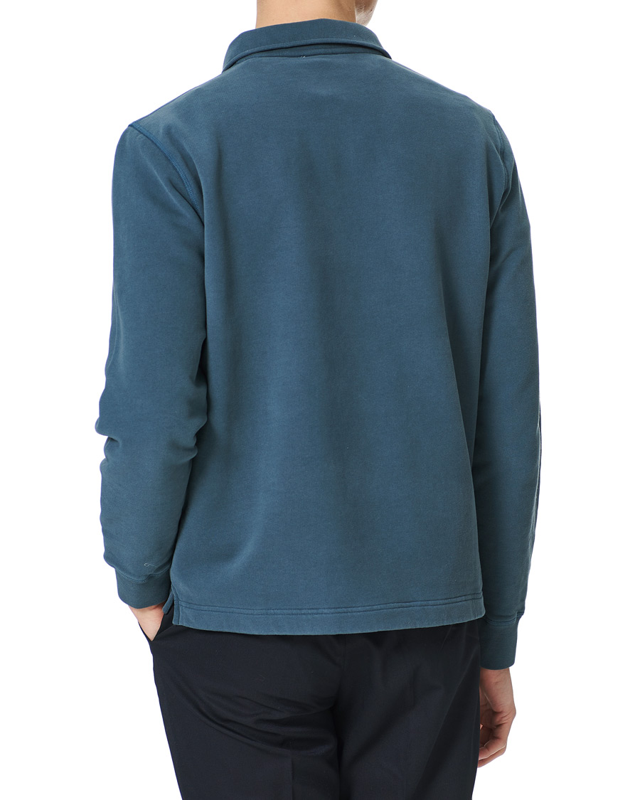 Men | Sweaters & Knitwear | Sunspel | Zip Polo Sweatshirt Dark Petrol