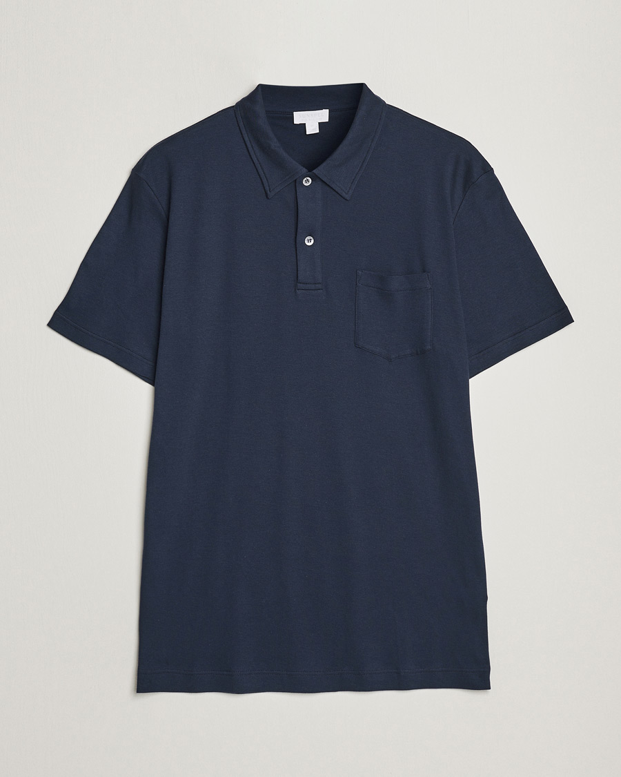 Men | Polo Shirts | Sunspel | Sea Island Jersey Riviera Polo Navy