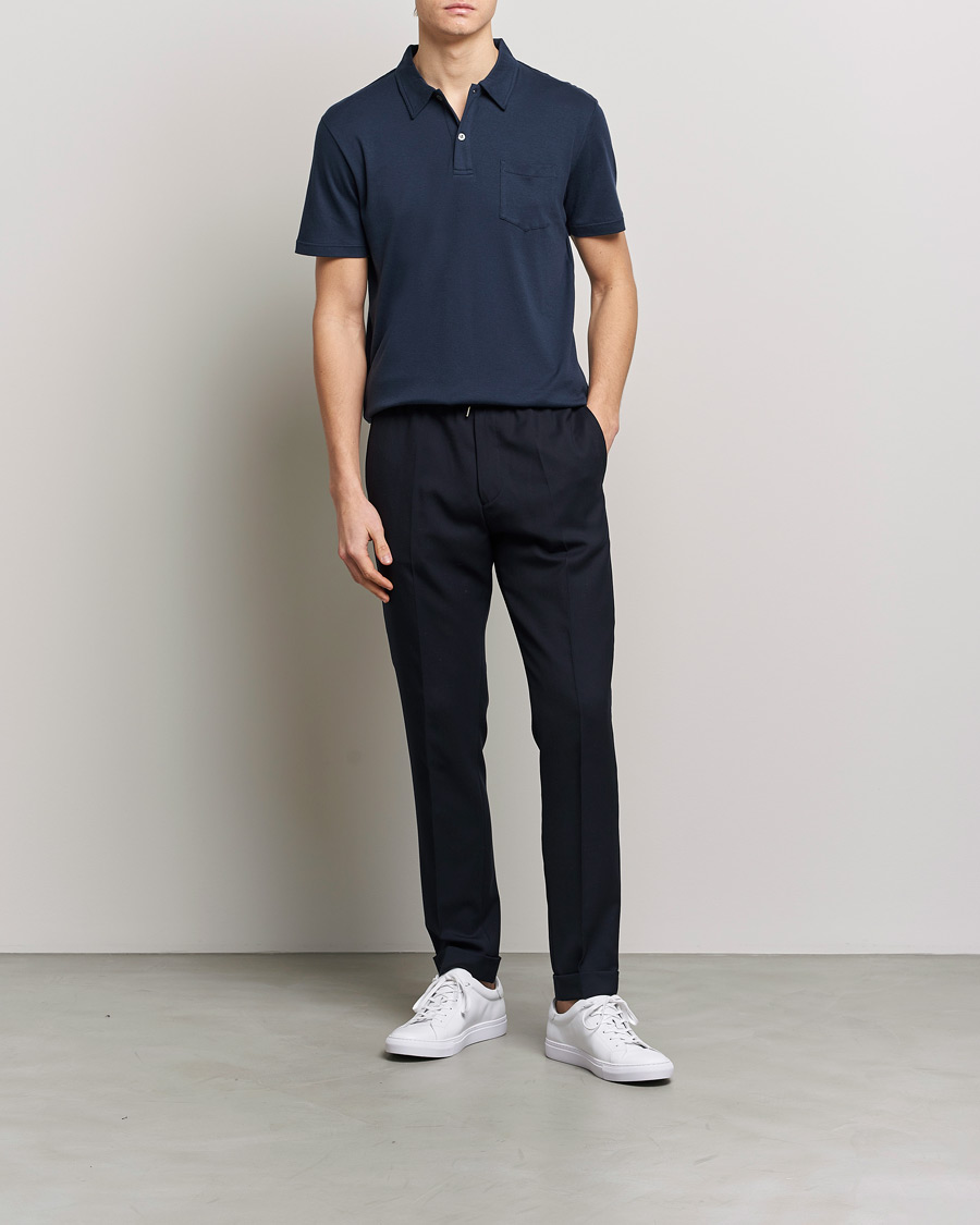 Men | Polo Shirts | Sunspel | Sea Island Jersey Riviera Polo Navy