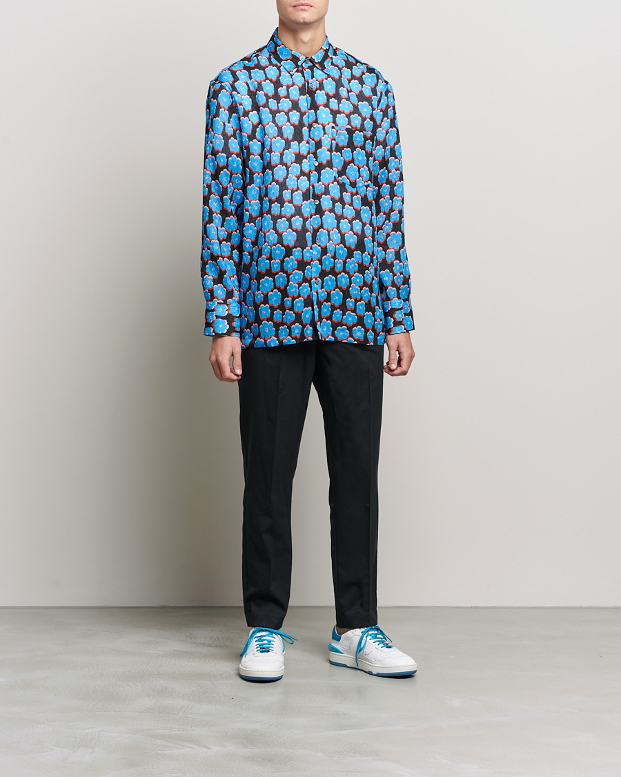 Men | Lanvin | Lanvin | Printed Flower Shirt Black/Blue