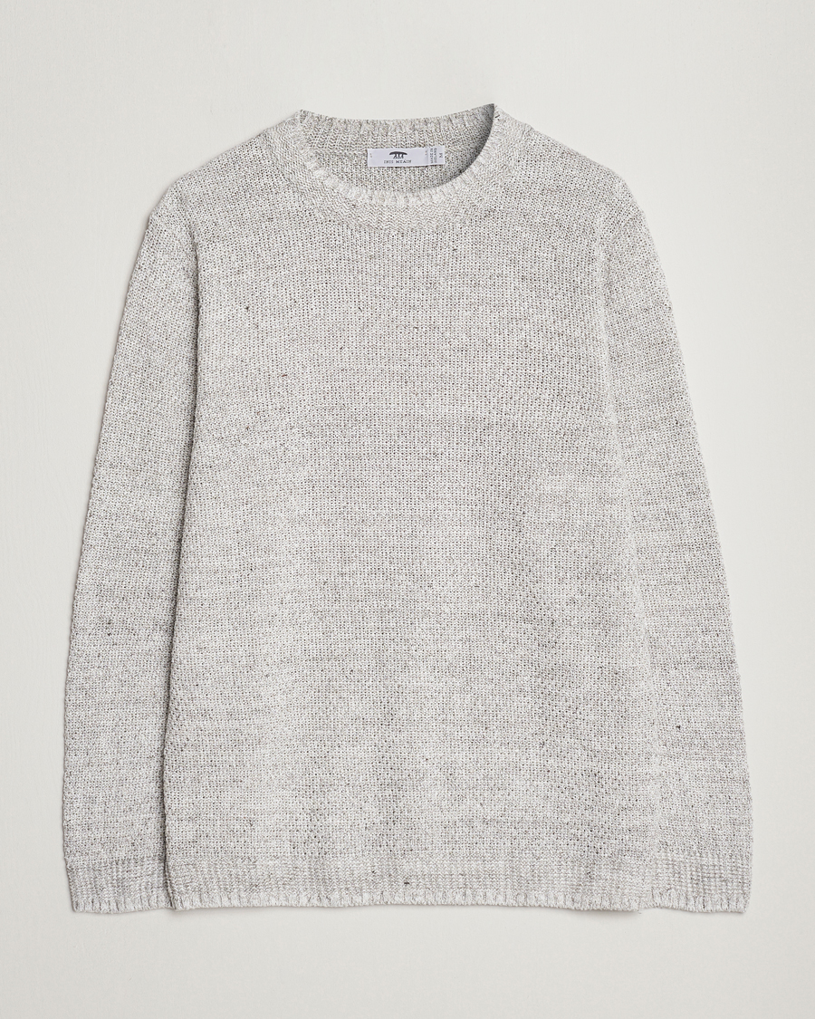 Men | Sweaters & Knitwear | Inis Meáin | Moss Stiched Linen Crew Neck Cream