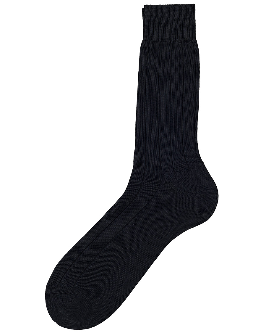Men |  | Bresciani | Wide Ribbed Cotton Socks Navy