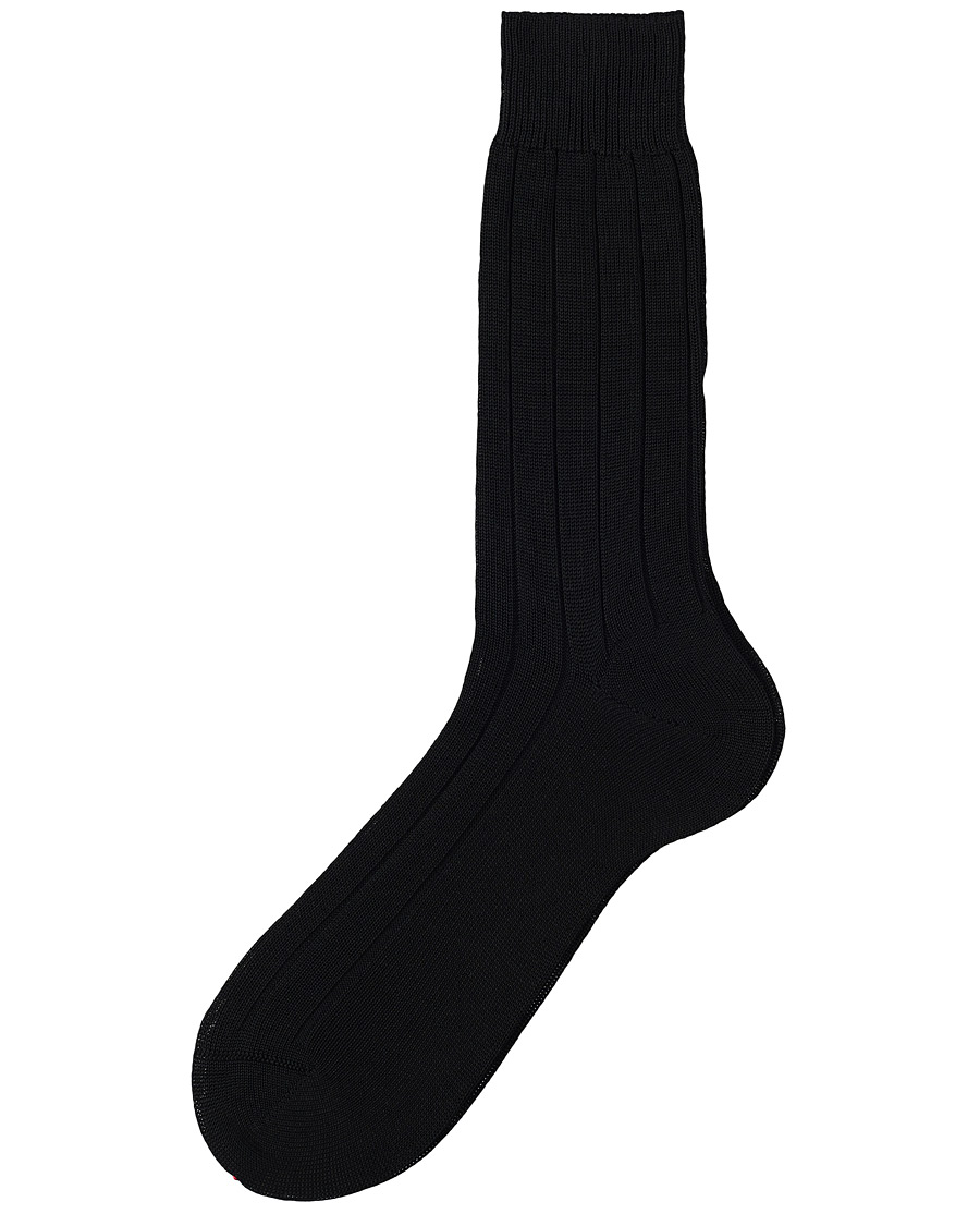 Men | Underwear & Socks | Bresciani | Wide Ribbed Cotton Socks Black