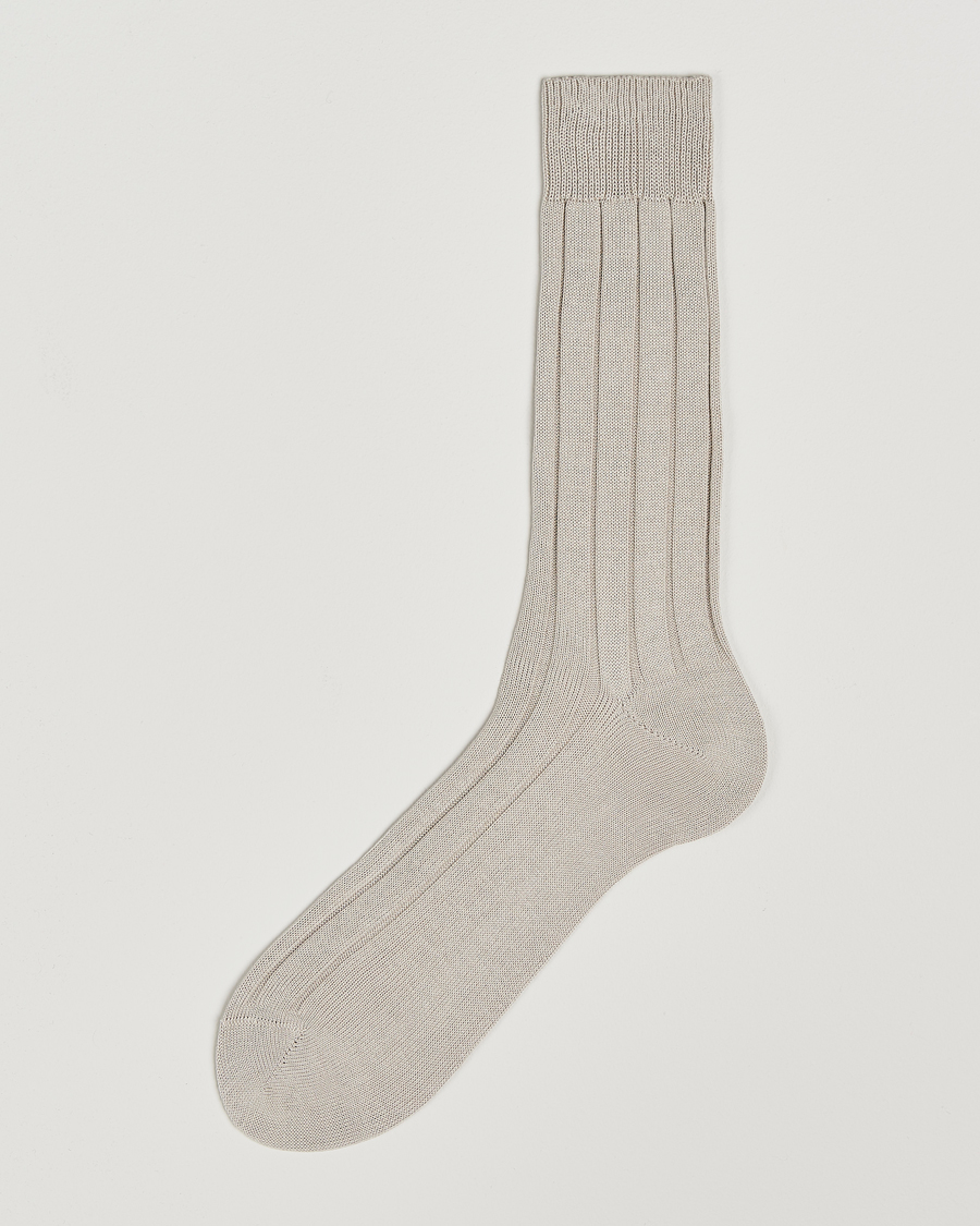 Men | Underwear & Socks | Bresciani | Wide Ribbed Cotton Socks Off White