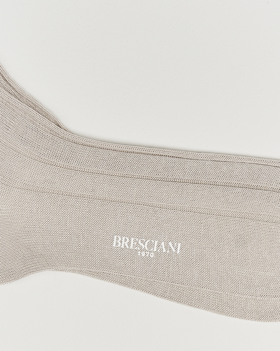 Men | Underwear & Socks | Bresciani | Wide Ribbed Cotton Socks Off White