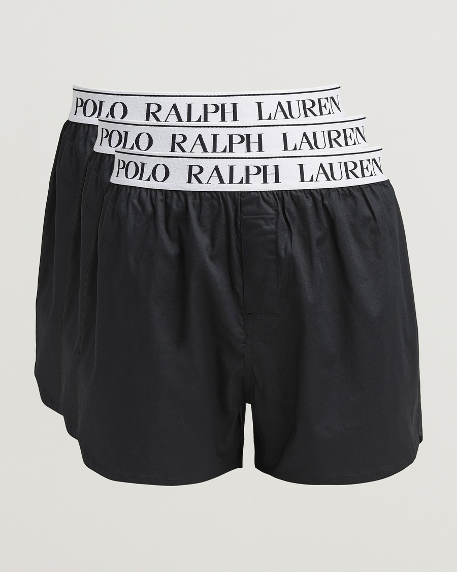 Men | Underwear & Socks | Polo Ralph Lauren | 3-Pack Elastic Boxer Black