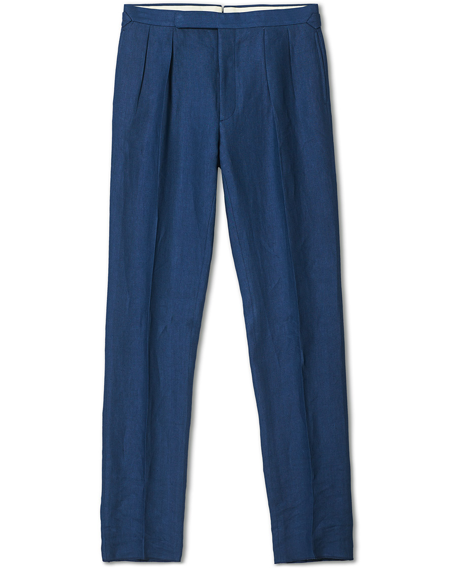 Men | Trousers | Ralph Lauren Purple Label | Linen Trousers Medium Blue