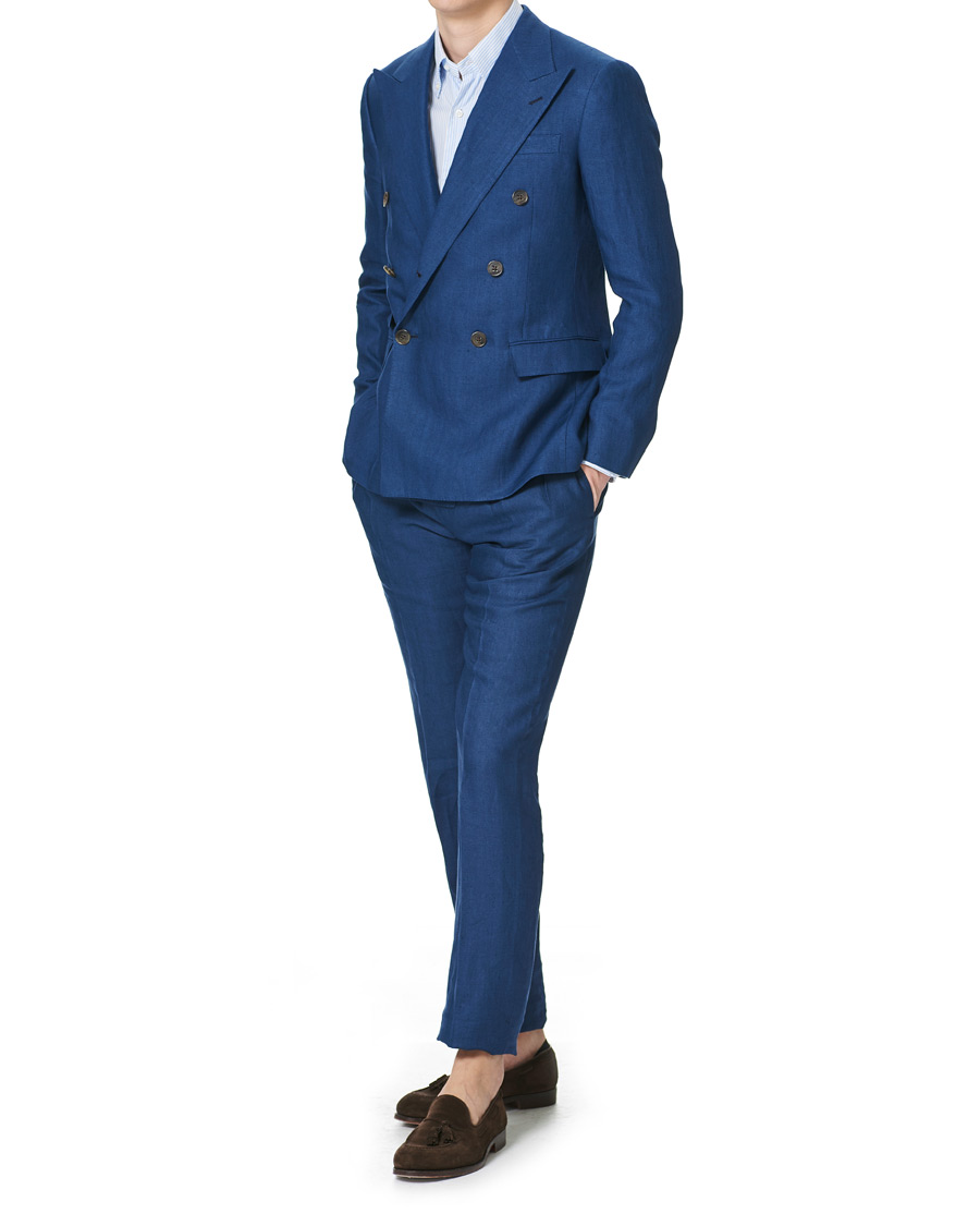 Men | Trousers | Ralph Lauren Purple Label | Linen Trousers Medium Blue