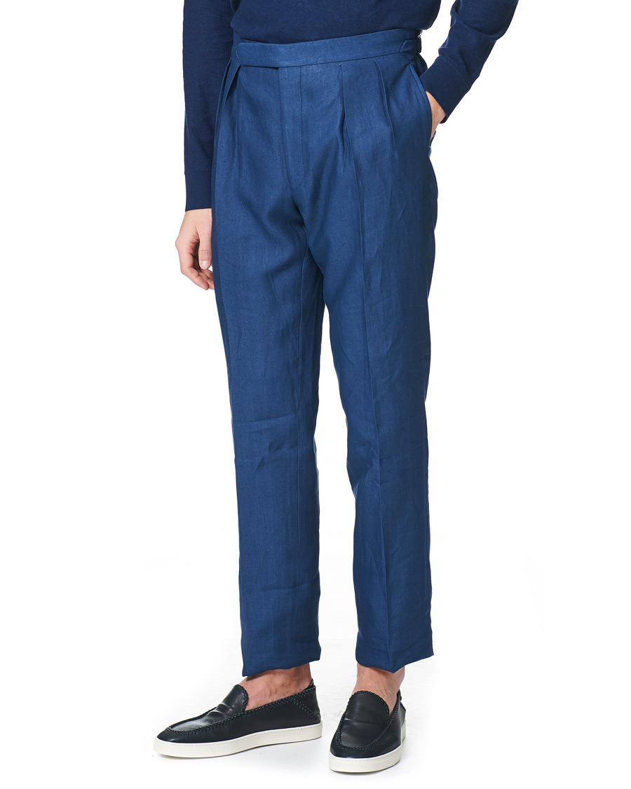 Men | Trousers | Ralph Lauren Purple Label | Linen Trousers Medium Blue