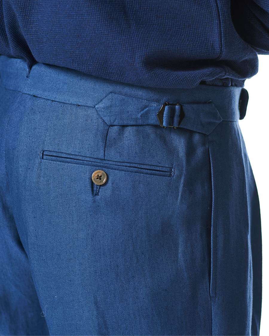Men | Trousers | Ralph Lauren Purple Label | Linen Trousers Medium Blue