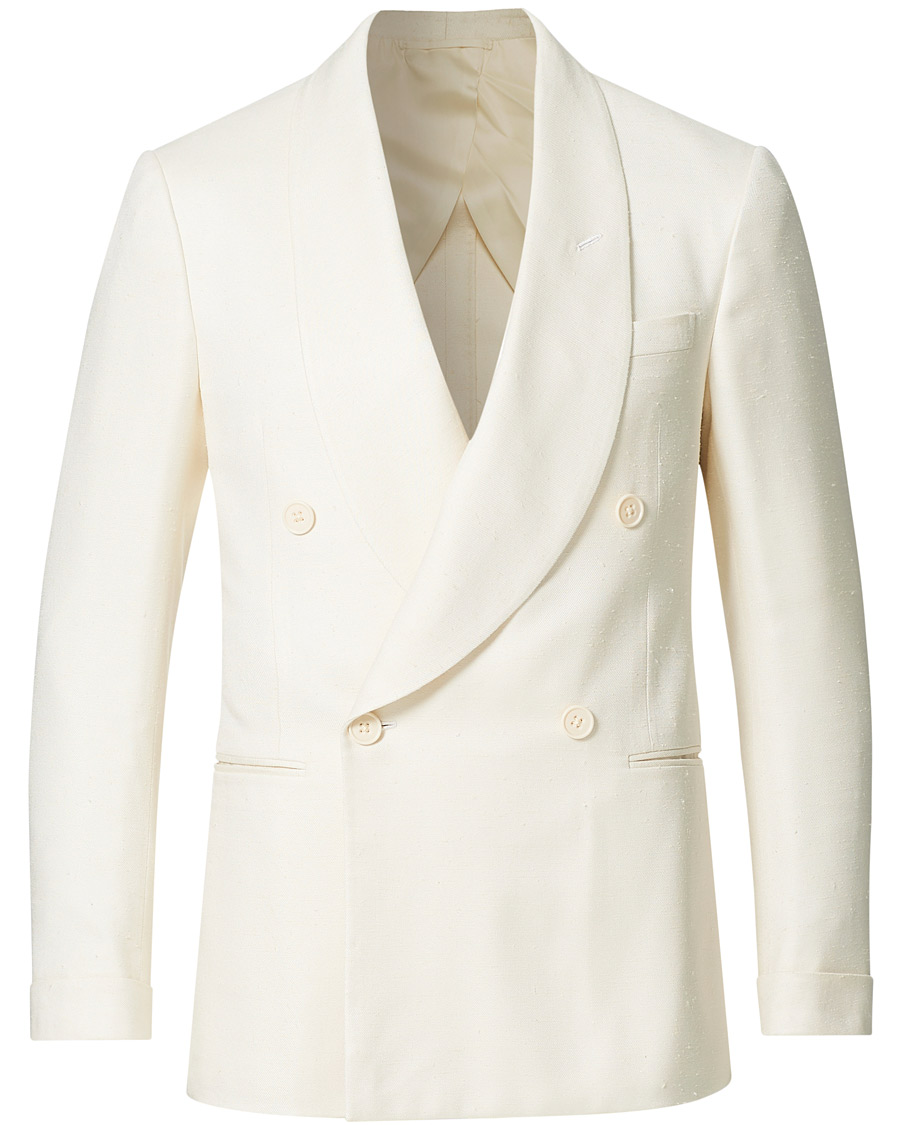 Men | Blazers | Ralph Lauren Purple Label | Double Breasted Mulberry Silk Blazer Cream