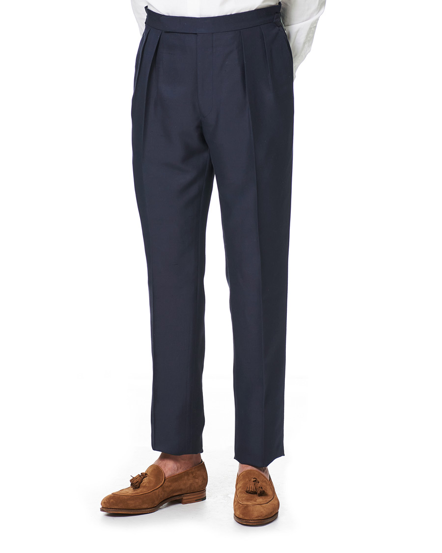 Men | Suit Trousers | Ralph Lauren Purple Label | Shantung Silk Trousers Navy