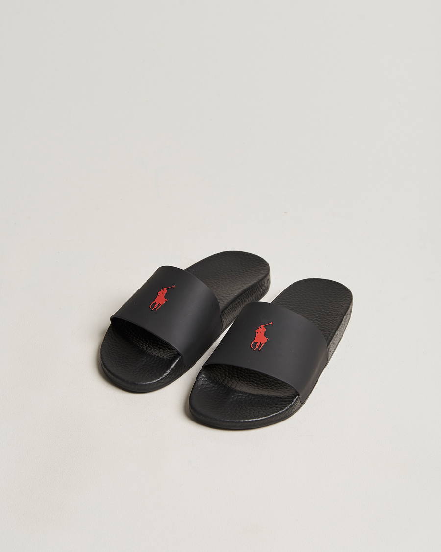 Men | Sandals & Slides | Polo Ralph Lauren | Logo Slides Black