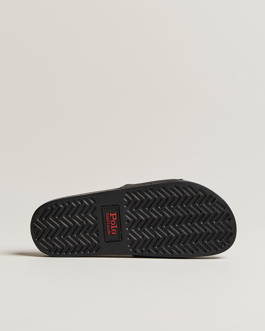 Men | Polo Ralph Lauren Leather Logo Slides Black | Polo Ralph Lauren | Leather Logo Slides Black